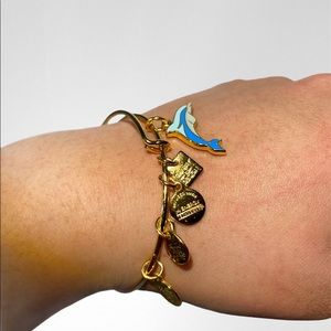 Alex and Ani Blue and Goldtone Dolphin Bracelet